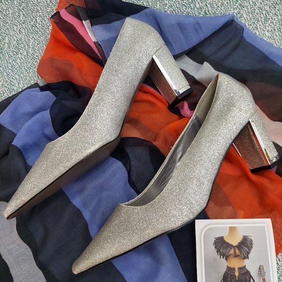 Silver Glitter Pumps - Picture 2 of 9